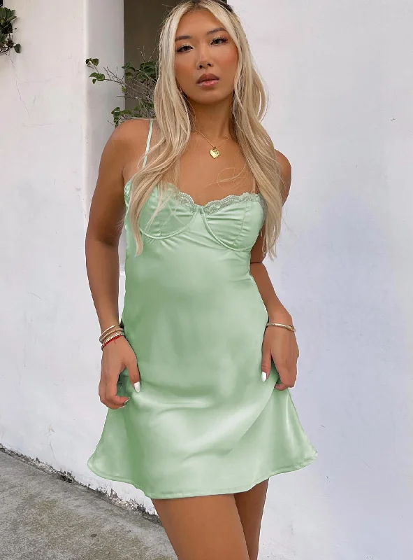 Moniz Mini Dress Sage Tunics Sophisticated sleek