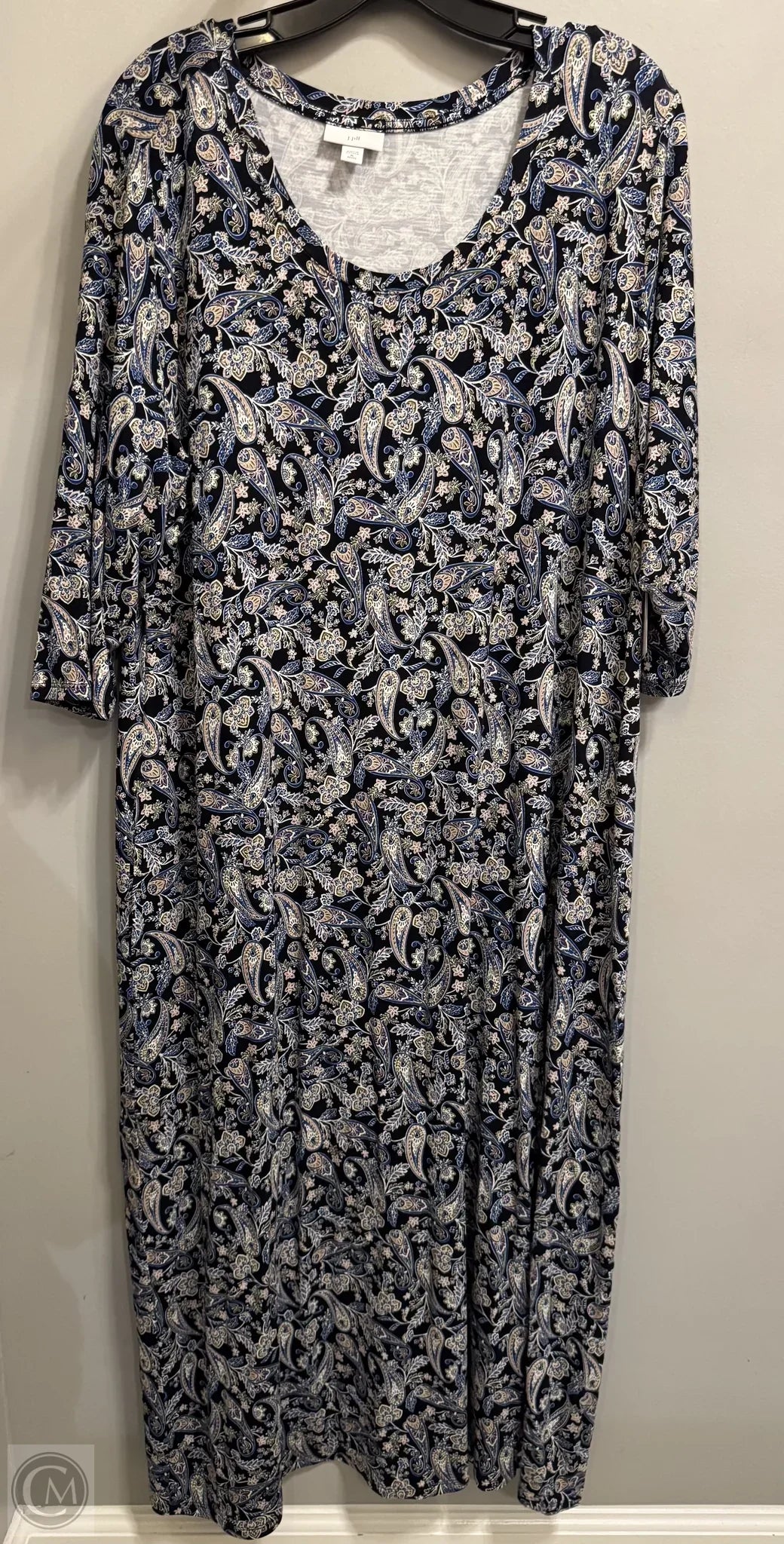 Dress Casual Midi By J. Jill In Black & Blue, Size: Xlp Tunics Brand named