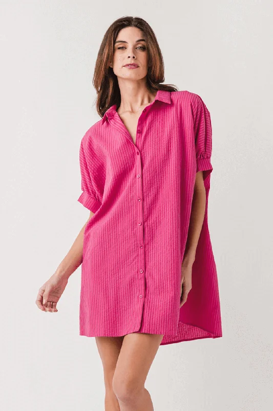 Wishlist Striped Button-Up Shirt Mini Dress Tunics Stylish modern