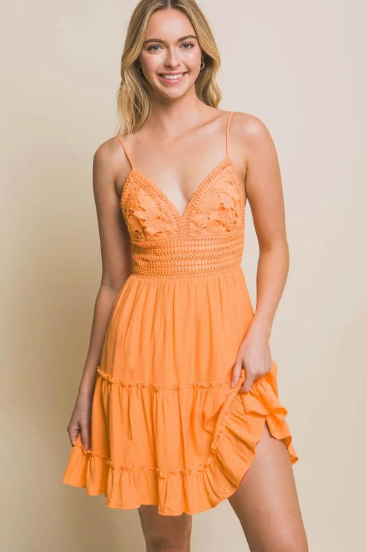 Wesley Mini Dress (Tangerine) Trendy Tulle Mini Dress