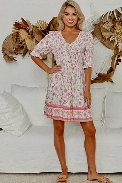 Lorena Mini Dress - Pink Tunics Vintage classic