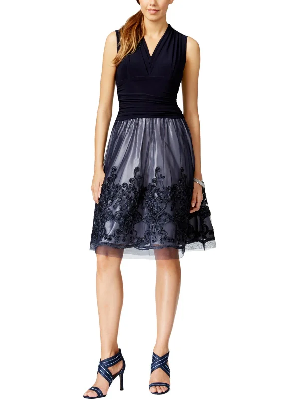 Womens Soutache-Trim Sleeveless Cocktail Dress Tunics Luxurious high-end