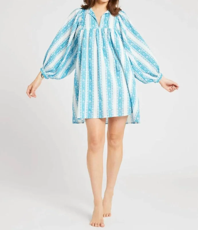Daisy Dress In Aqua Jaipur Stripe Tunics Favorite customer