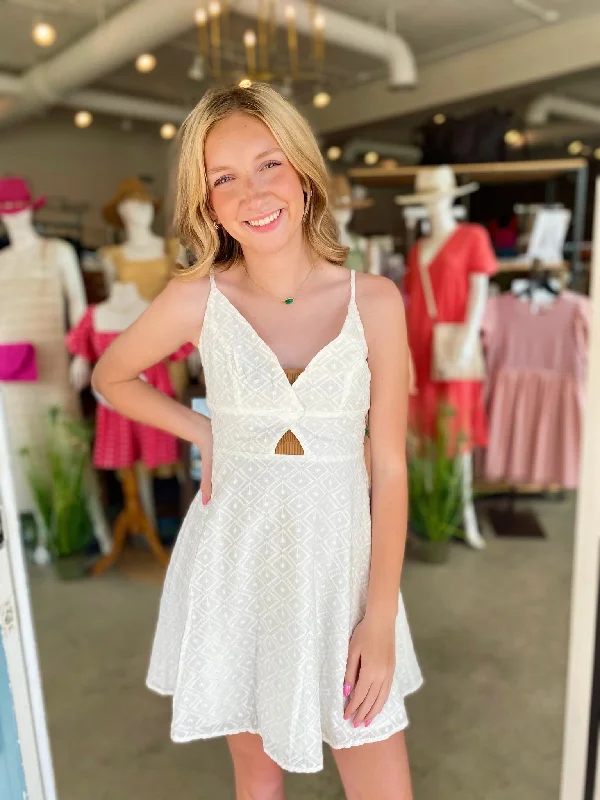 Textured Mini Dress with front Peep Cut Elegant Sequin Mini Dress