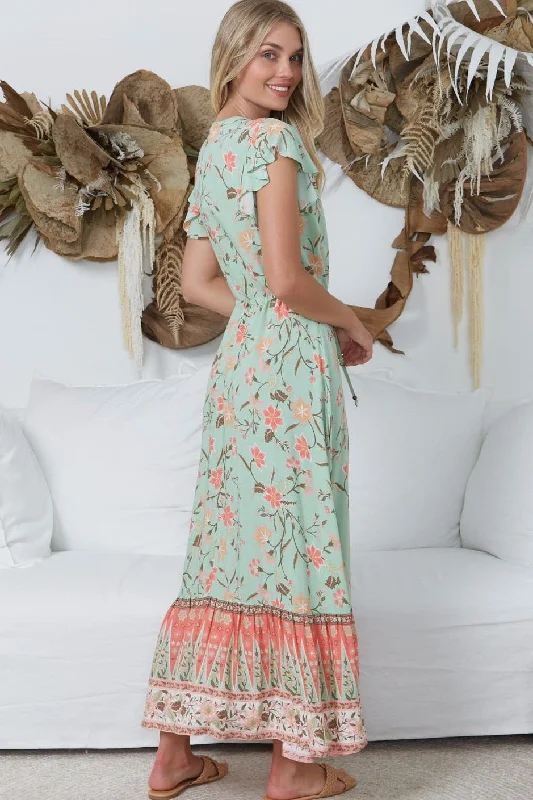 Danika Maxi Dress - Mint / Pink Tunics Trousers formal