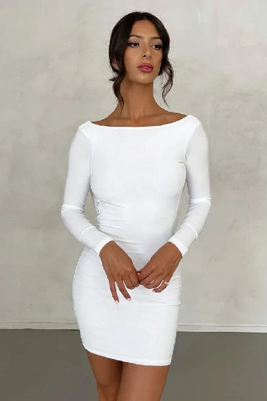 Kyla Reversible Mini Dress - White Pencil Office Professional