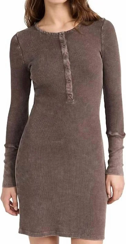 Forever Henley Mini Dress In Chocolate Tunics Sale discount