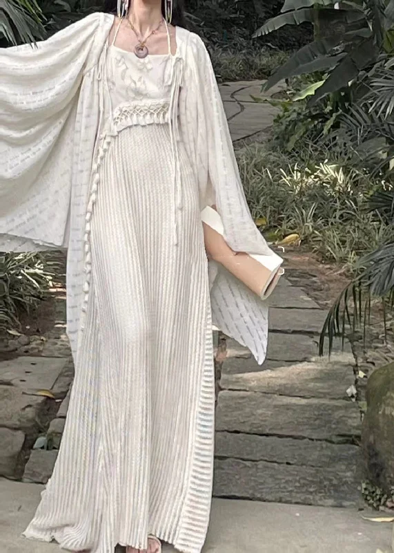 Vintage Cape And Tasseled Spaghetti Strap Dress Two Pieces Summer BV044 Tunics Prom sequined