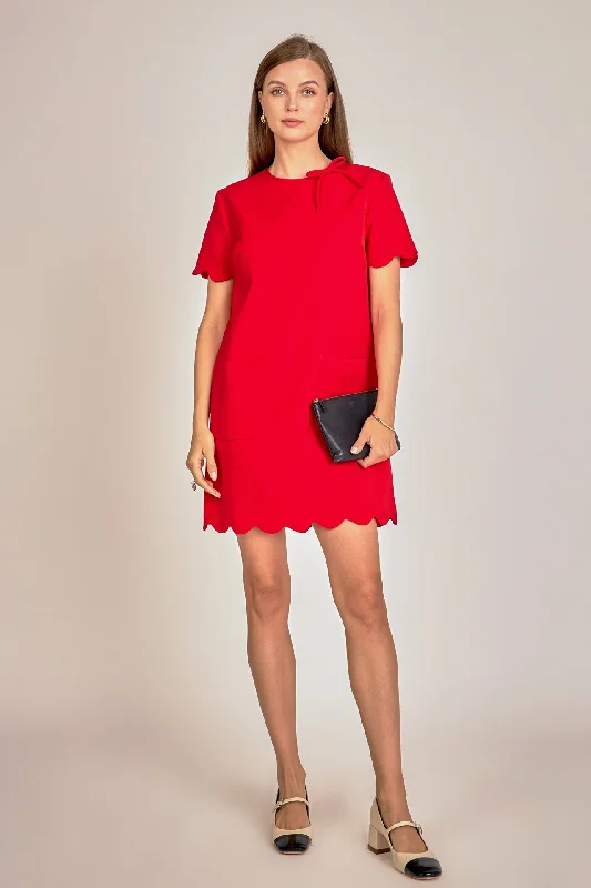 English Factory - Scallop Mini Dress Chic Sleeveless Mini Dress