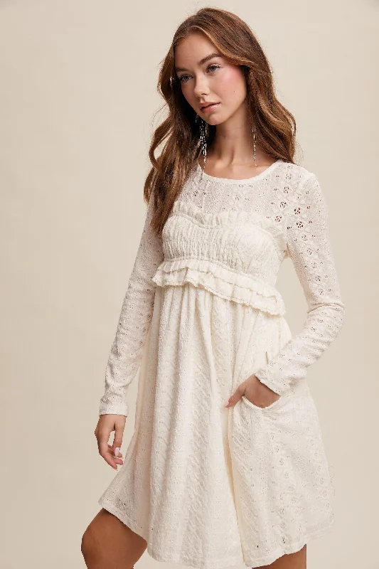 Delicate Lace Long-Sleeve Mini Dress Chic Sleeveless Mini Dress