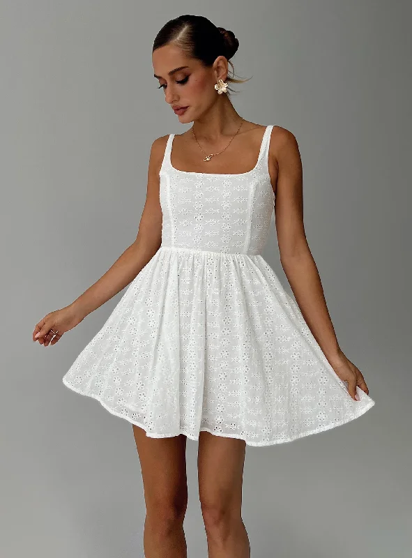 Cartmel Embroidered Mini Dress White Turtleneck Warm Winter