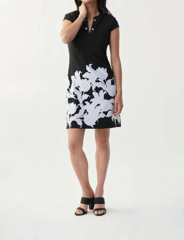 Floral Print Dress In Black/vanilla Tunics Custom made