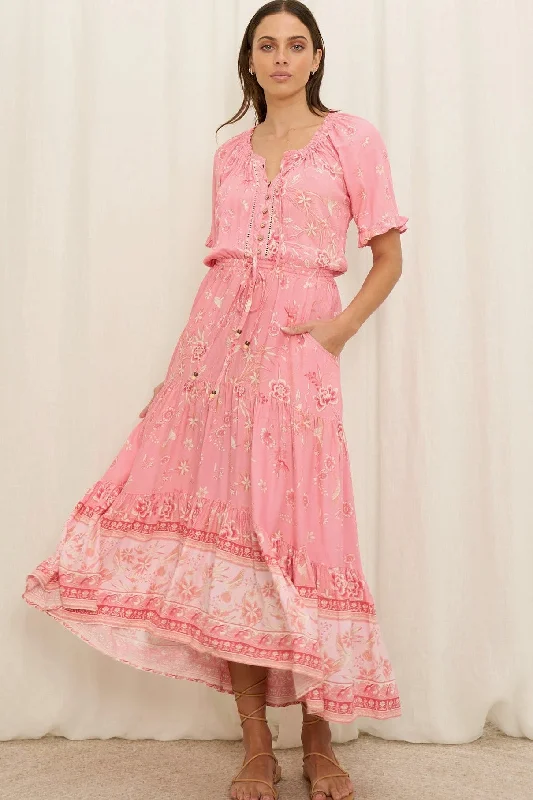 Mimi Maxi Dress - Pink Tunics Evening elegant