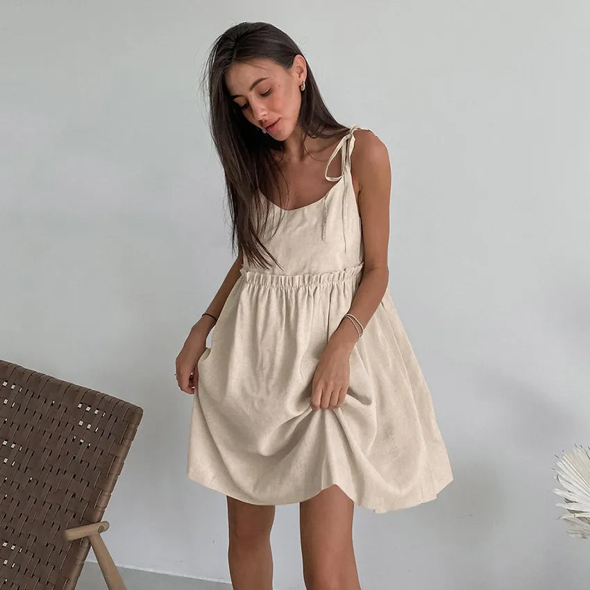 Bonnyshow New In Cotton Linen Summer Dress Women 2024 Sexy Sleeveless Bandage Lace Up Chic Elegant Party Club Mini Dresses Beach Sundress Comfortable Polka Dot Mini Dress Bonnyshow New In Cotton Linen Summer Dress Women 2024 Sexy Sleeveless Bandage Lace Up Chic Elegant Party Club Mini Dresses Beach Sundress Comfortable Polka Dot Mini Dress
