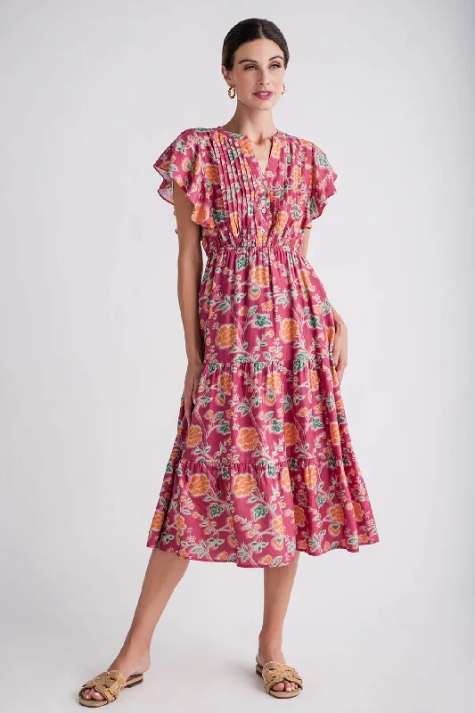 THML Flutter Sleeve Tiered Midi Dress Tunics Exclusive limited