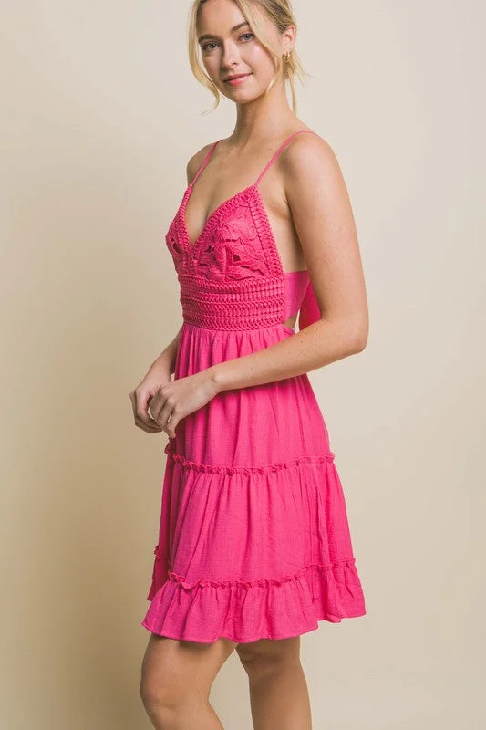 Wesley Mini Dress (Fuchsia) Elegant Vintage Mini Dress