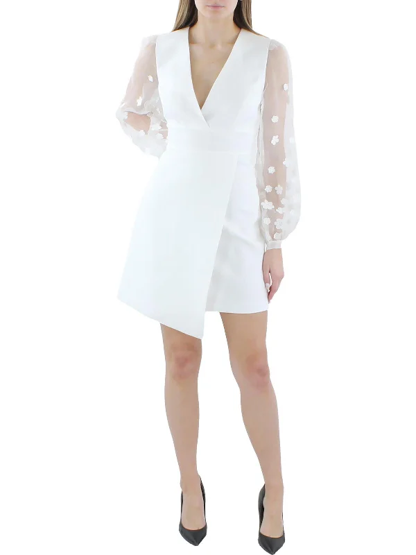 Womens Floral Sheer Sleeve Cocktail And Party Dress Tunics Print Colorful