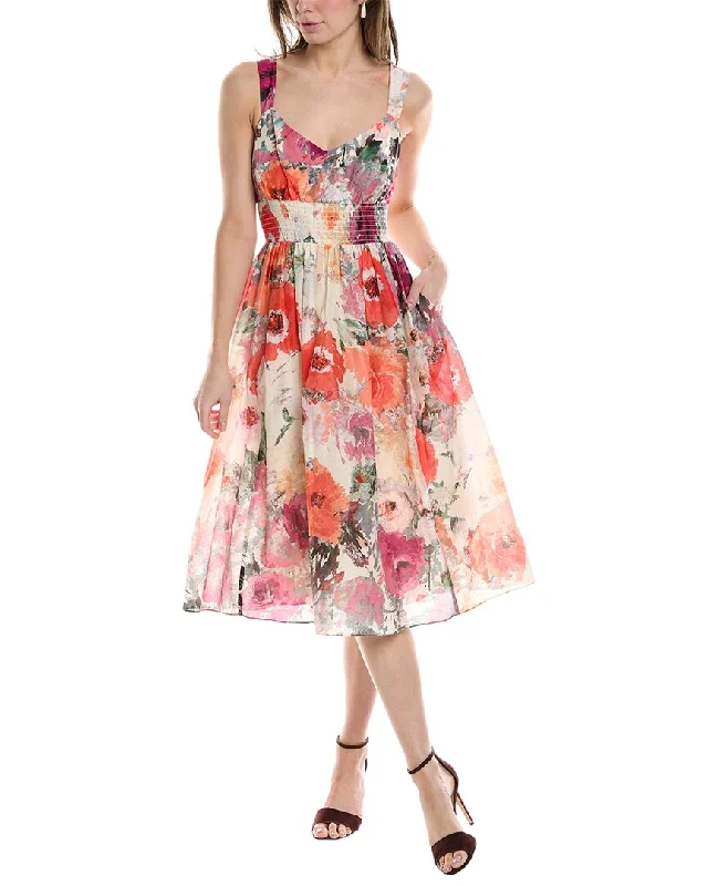 Marchesa Notte Betony Silk-Blend Midi Dress Tunics Fall fleece