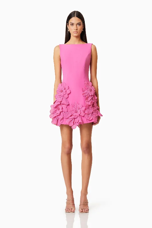 Janelle Mini Dress In Pink Comfortable Zip-Up Mini Dress