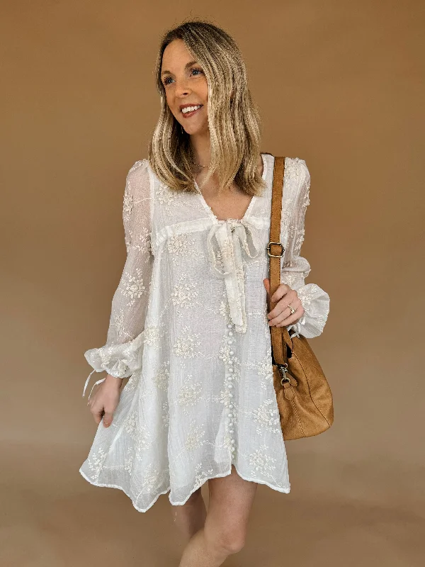 Kristen Embroidered Mini Dress Casual High-Waist Mini Dress