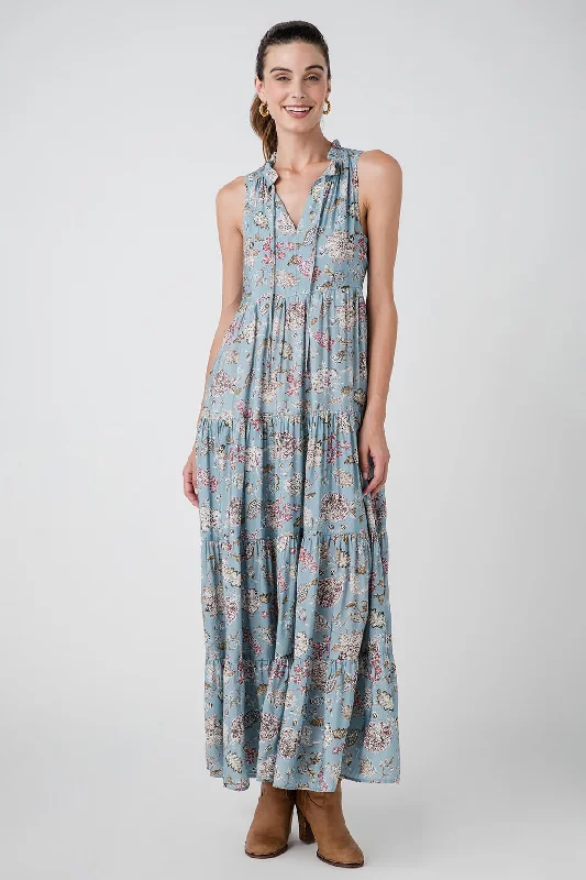 Pinch Sleeveless Tiered Maxi Dress Tunics Trendy modern