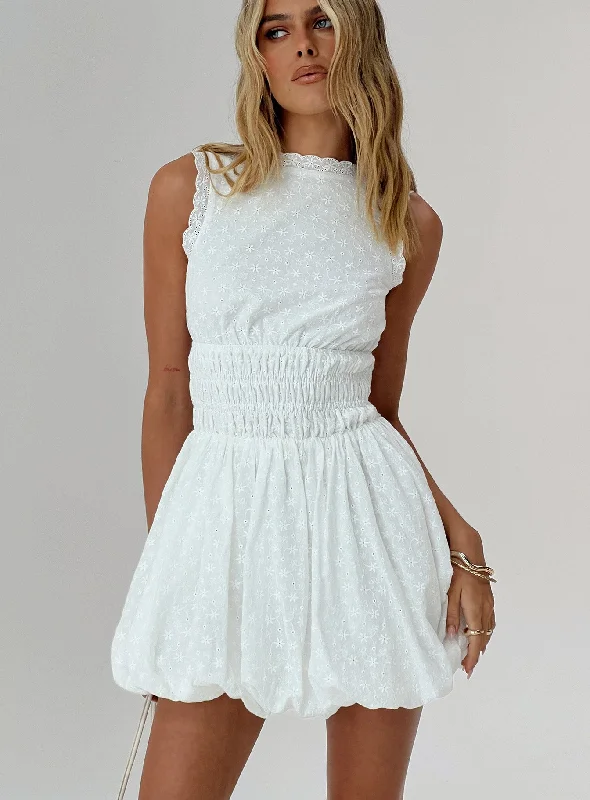 Vittoria Bubble Hem Mini Dress White Tunics Corduroy durable
