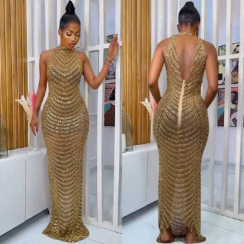 O-neck Sparkly Rhinestone Bodycon Maxi Dresses Women Wedding Evening Backless Mesh See Through Night Club Birthday Party Dress Tunics Essential wardrobe O-neck Sparkly Rhinestone Bodycon Maxi Dresses Women Wedding Evening Backless Mesh See Through Night Club Birthday Party Dress Tunics Essential wardrobe