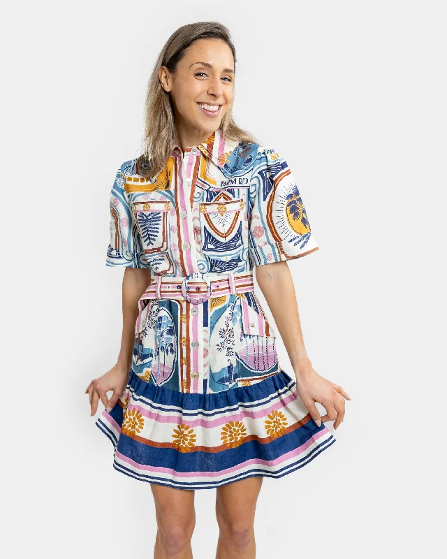 Cerrado Stamp Cream Mini Dress Elegant Tulle Mini Dress