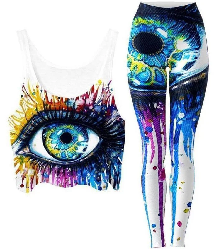 Eyecopi Kopie Crop Top and Leggings Combo Sequined Glittery Shiny