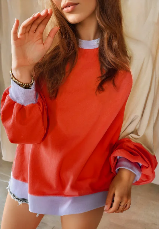 Hazel Blues® | Color Block Round Neck Long Sleeve Sweatshirt Hoodie with Snap Buttons Easy Quick Hazel Blues® | Color Block Round Neck Long Sleeve Sweatshirt Hoodie with Snap Buttons Easy Quick