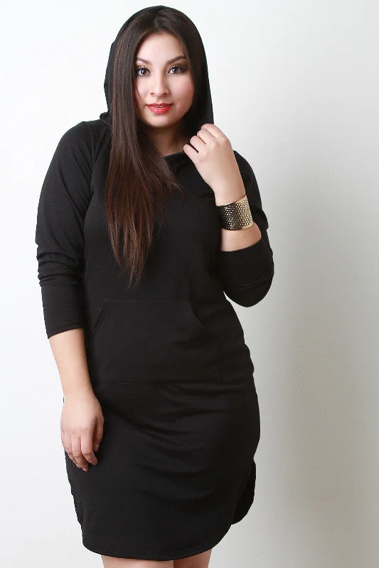 Long Sleeve Hooded Sweatshirt Dress Hoodie with Lace Feminine Delicate
