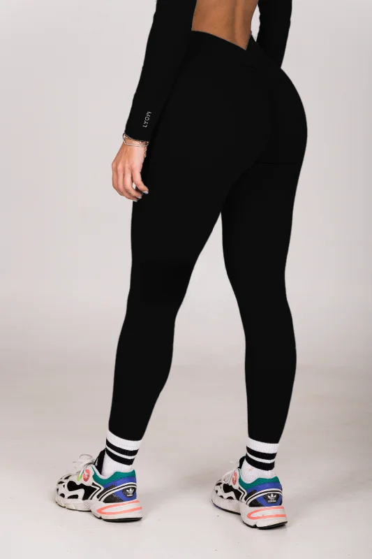 LYOM™ Active Allure Leggings - Black Stylish Side-Stripe Leggings
