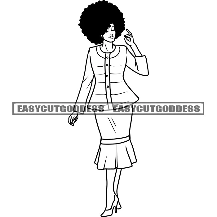 African American Woman Standing Model Pose Afro Hairstyle Black And White Artwork Wearing Business Coat Design Element SVG JPG PNG Vector Clipart Cricut Silhouette Cut Cutting Bodycon Sheath Shift African American Woman Standing Model Pose Afro Hairstyle Black And White Artwork Wearing Business Coat Design Element SVG JPG PNG Vector Clipart Cricut Silhouette Cut Cutting Bodycon Sheath Shift