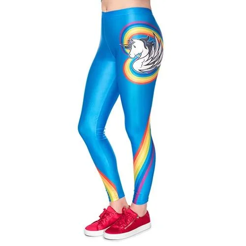 Unicorn Printed Leggings Fashionable Solid Color Tights