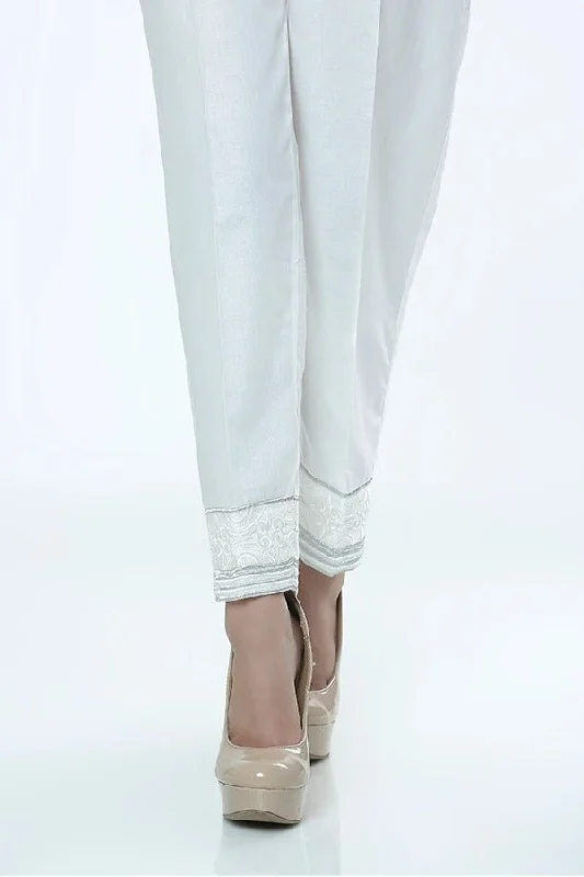 LSM Embroidered Stitched Trousers LSM-1595-White Trousers versatile functional