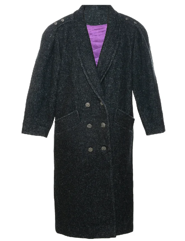 Black Wool Coat - M Trench Raincoat Windbreaker