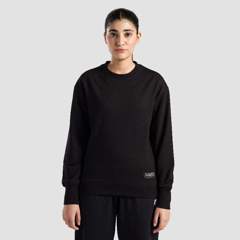 GA Zen SweatShirt (Black) Hoodie with Button Placket Classic Preppy