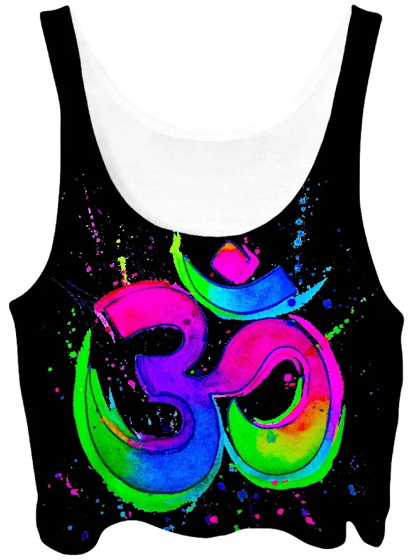 Splatter Ohm Crop Top Print Jacquard Patchwork