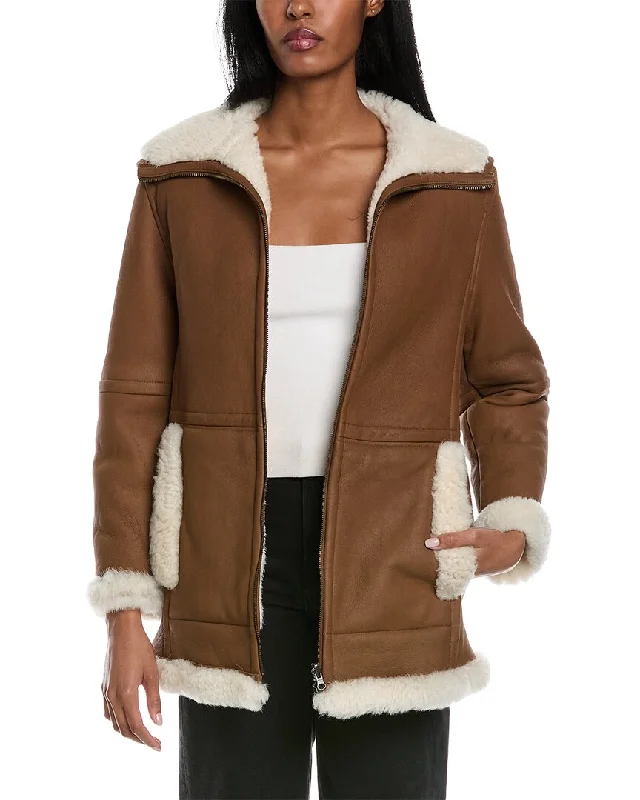 Vince Reversible Shearling Coat Fitted Loose Oversized