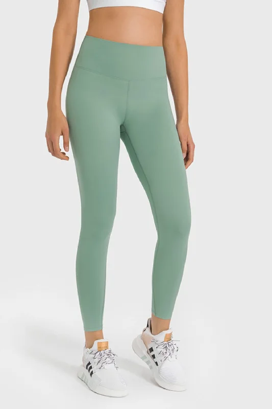 High Waist Ankle-Length Yoga Leggings Comfortable Slip-On Compression Leggings