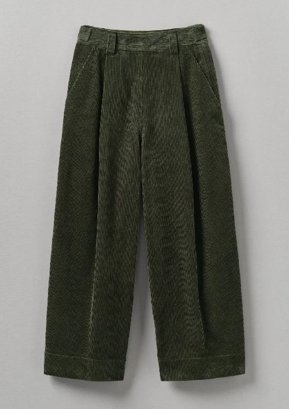 Organic Cord Pleat Front Trousers | Seaweed Trousers Yoga Stretchy