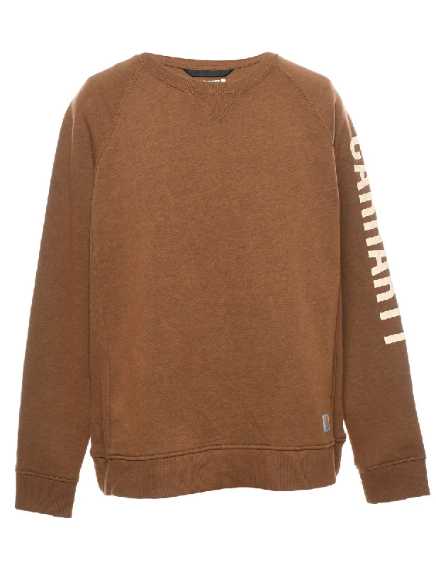 Carhartt Brown Plain Sweatshirt - XL Hoodie with Logo Branding Identity