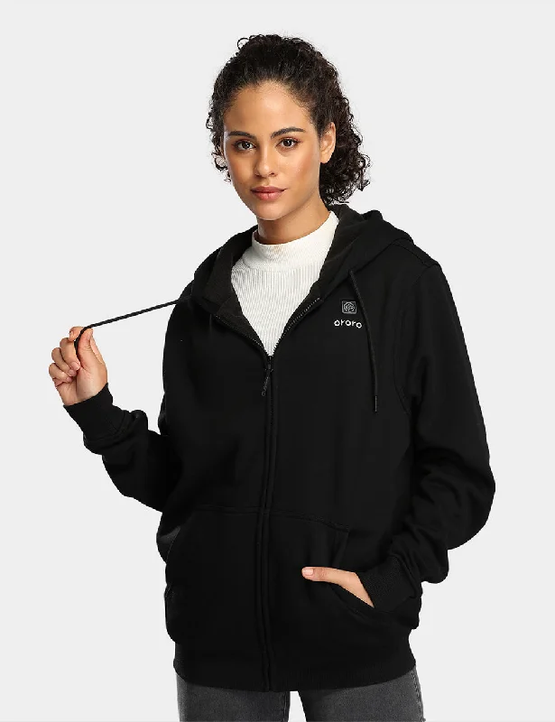 Unisex Heated Fleece Hoodie - Black Hoodie with Hem Raw Edge Edgy Unfinished