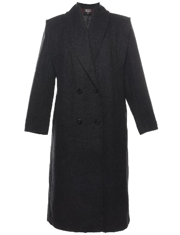 Black Wool Coat - L Stole Shawl Scarf
