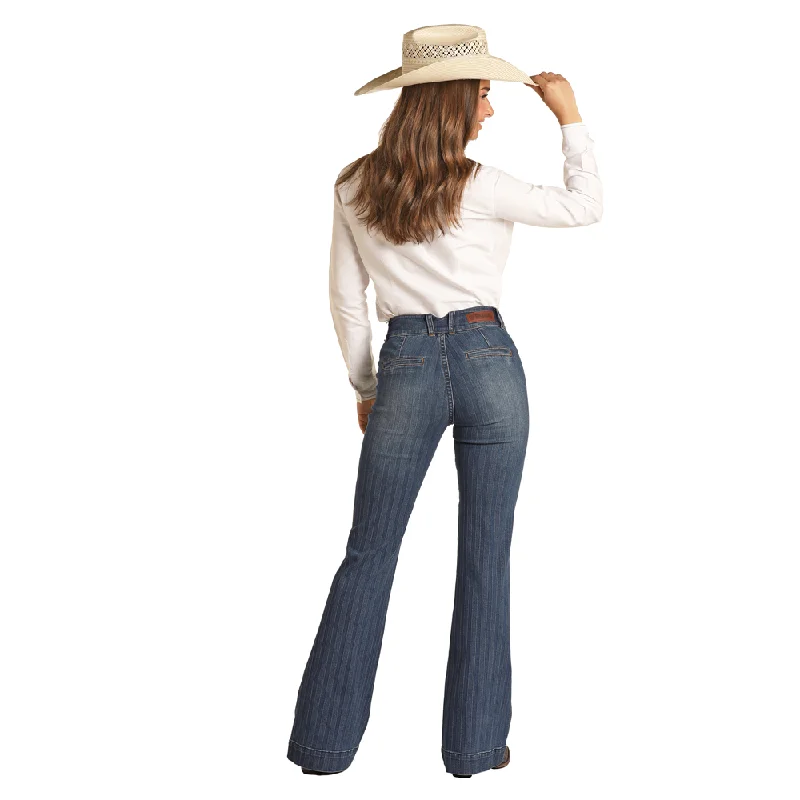 RRWD5HR0SK Rock & Roll Denim Ladies High Rise Jaquard Trouser Jeans Trousers Plaid Checkered RRWD5HR0SK Rock & Roll Denim Ladies High Rise Jaquard Trouser Jeans Trousers Plaid Checkered