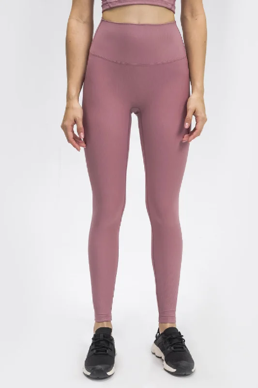 Seamless Wide Band Waist Sports Leggings Comfortable Zip-Up Leggings