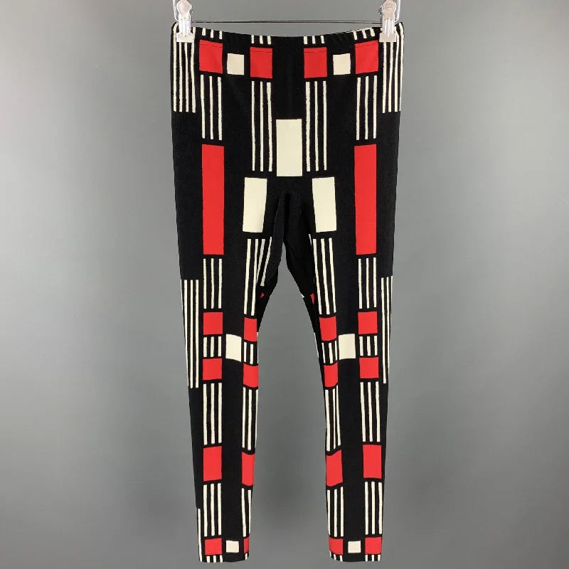 ALEXANDER MCQUEEN Size L Black & Red Polyamide / Eastane Leggings Chic Floral Print Leggings ALEXANDER MCQUEEN Size L Black & Red Polyamide / Eastane Leggings Chic Floral Print Leggings