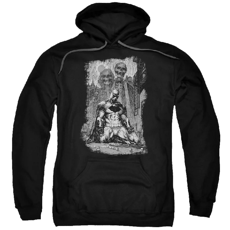 Batman Sketchy Shadows - Pullover Hoodie Textured Knit Design