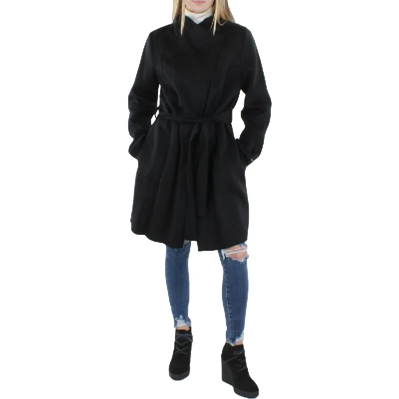 Tahari Womens Wool Blend Warm Wool Coat Hooded Caped Scarf