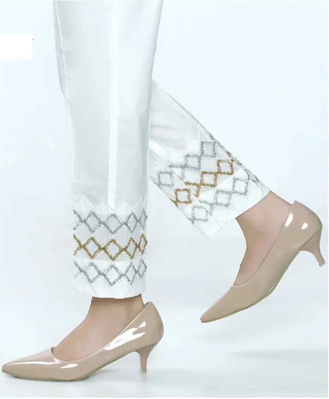 Lakhani Embroidered, Printed Ladies Stitched 1 Piece Single Trouser LSM-T-42-White Trousers Bestseller Popular Lakhani Embroidered, Printed Ladies Stitched 1 Piece Single Trouser LSM-T-42-White Trousers Bestseller Popular